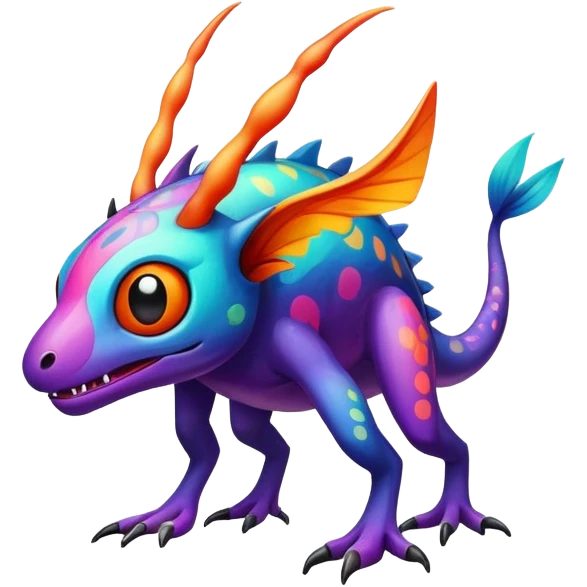 colorful Fakémon-creature with random markings emoji