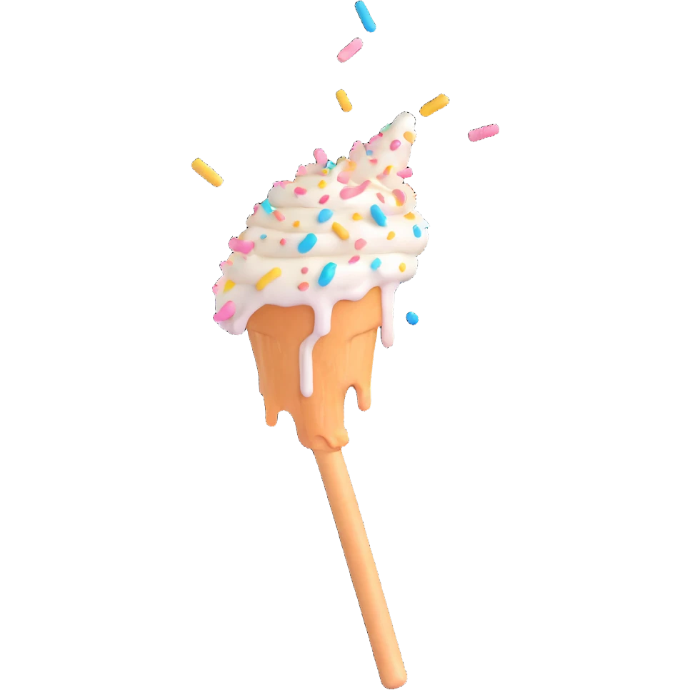 magic wand with vanilla frosting, dripping effect, and pastel confetti emoji