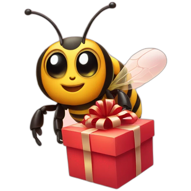 Bee with a gift box on his hands  emoji