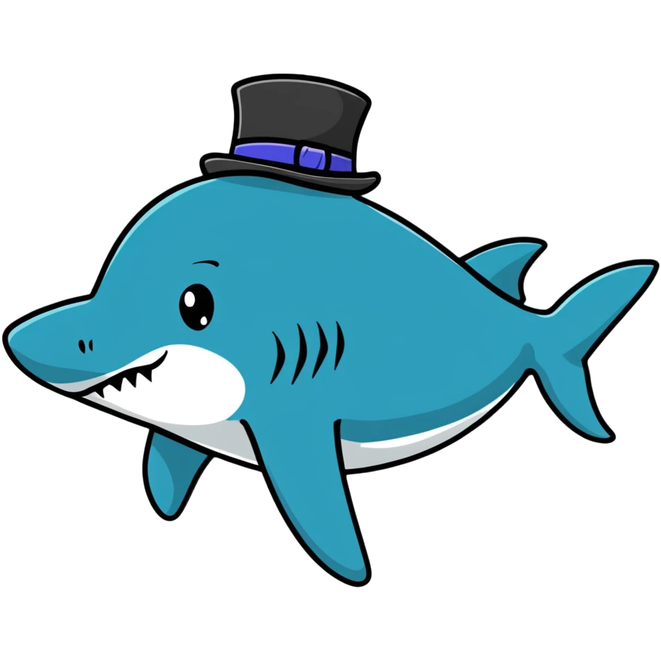 Shark with a top hat emoji