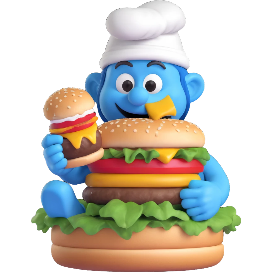 smurf eating a burger emoji