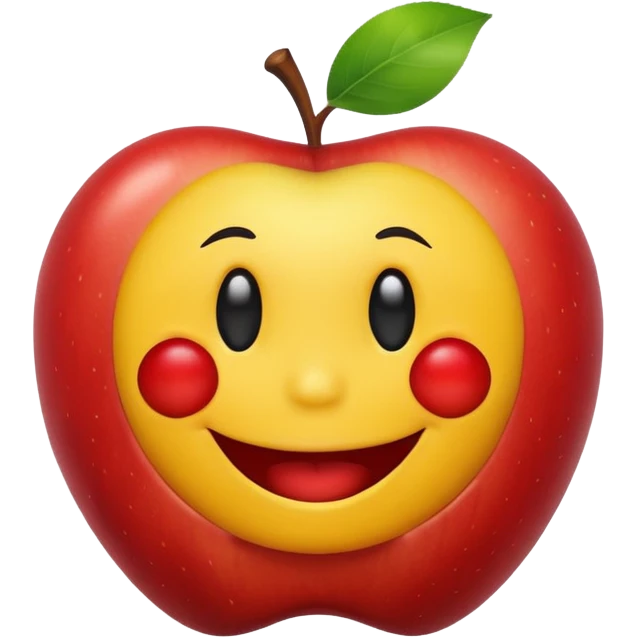 smiley face is eating apple  emoji