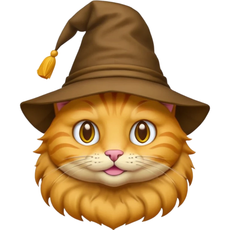 Yellow cat emoji wearing a sorting hat emoji