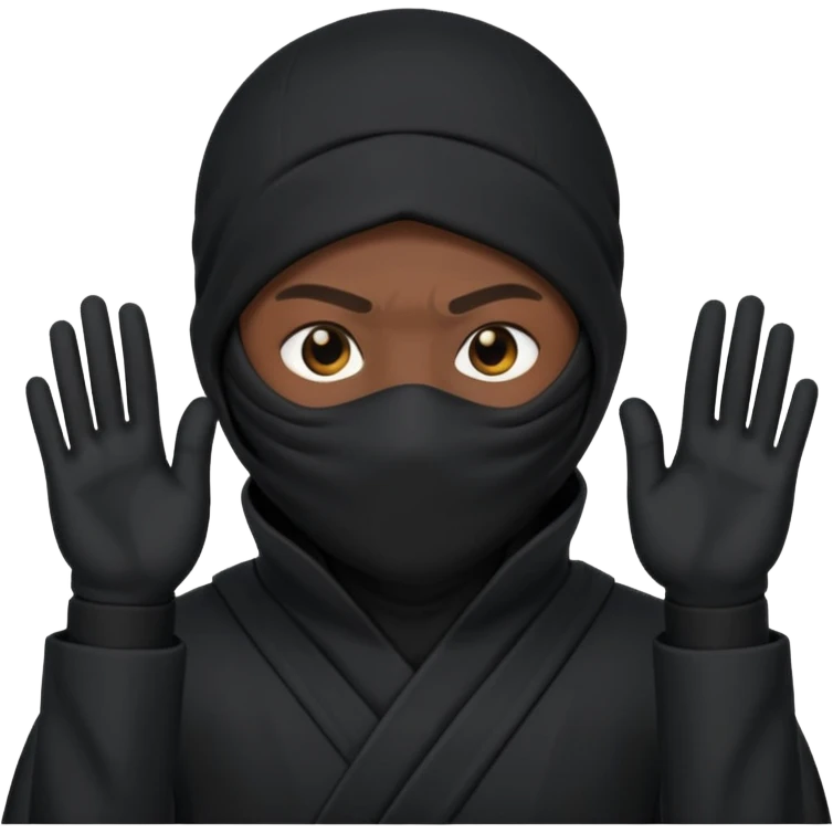 Ninja covering his face with black ninja suite. emoji