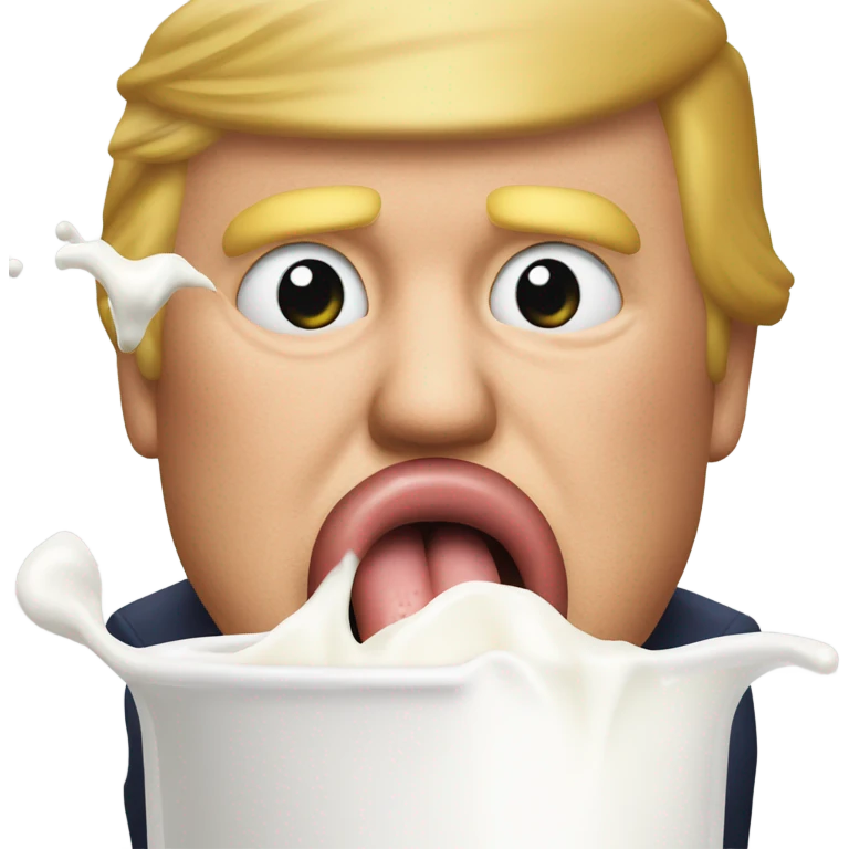 Donald trump drinking milk from a sausage and getting milk all over his face emoji