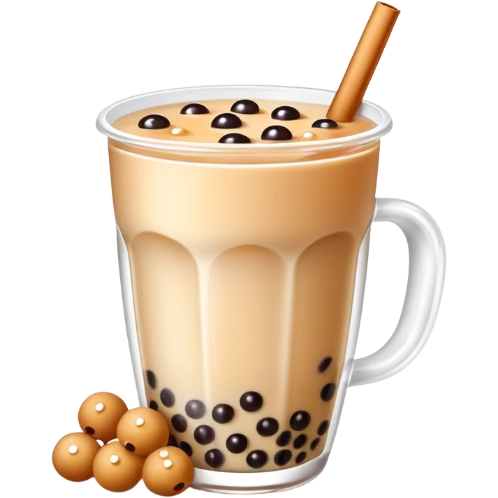 Chinese brown sugar milk tea with boba pearls emoji