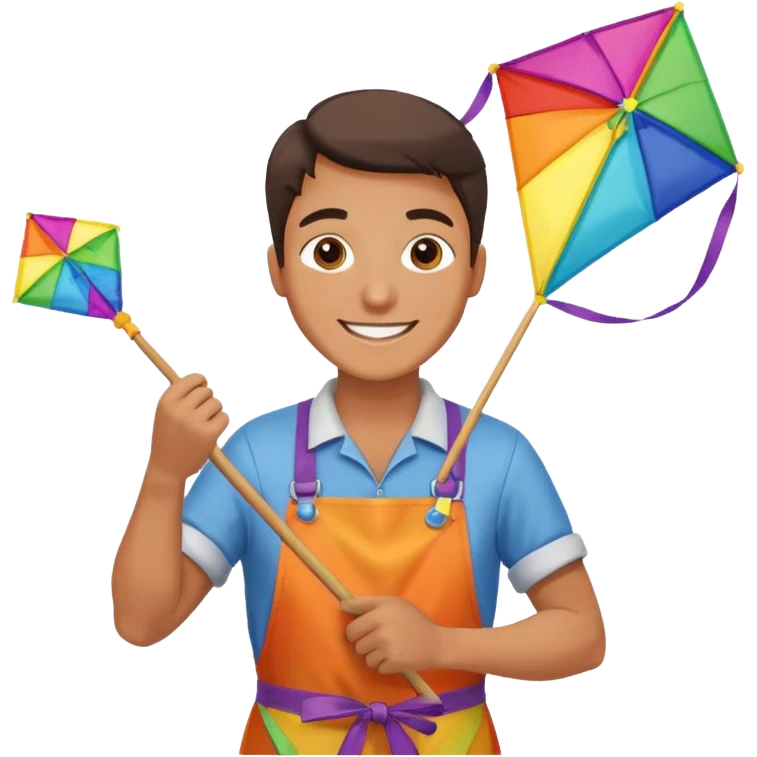 Kite Maker, making a kite pose. emoji