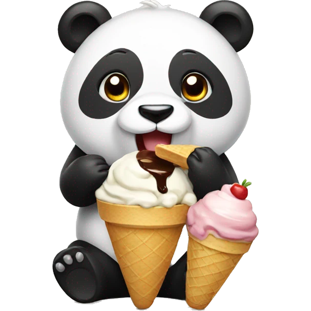 Panda eating ice cream emoji