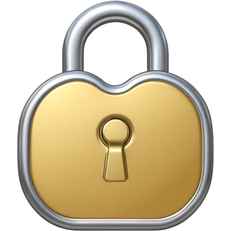 Chrome silver lock emoji, iOS emoji style, smooth metallic surface, rounded edges, reflective highlights, minimalistic emoji