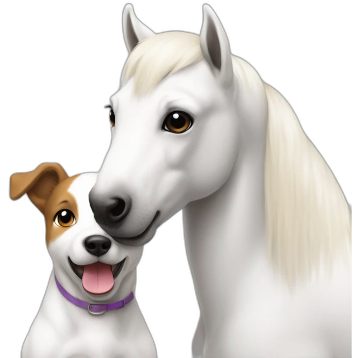 White pony with Jack Russel terrier emoji