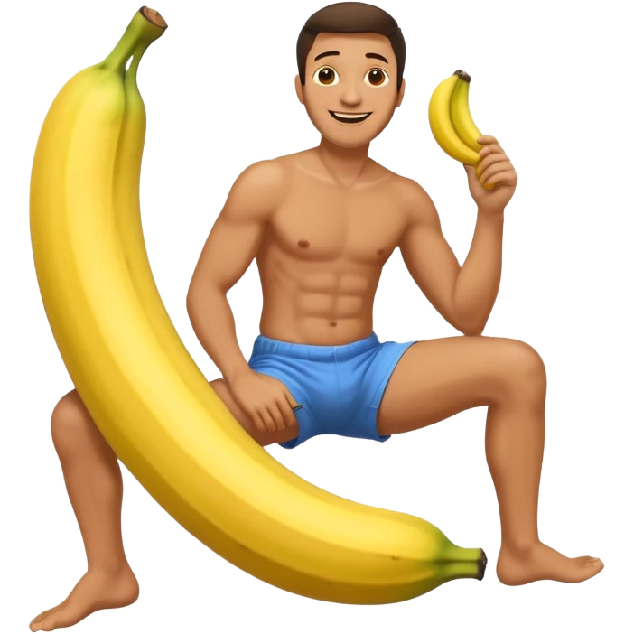 naked man with a big banana sticking up from between his legs emoji