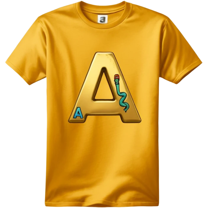 Gold T-shirt reads Snakepit Skatepark with the letter A emoji