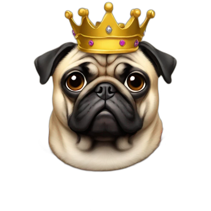 pug dressed as a king emoji
