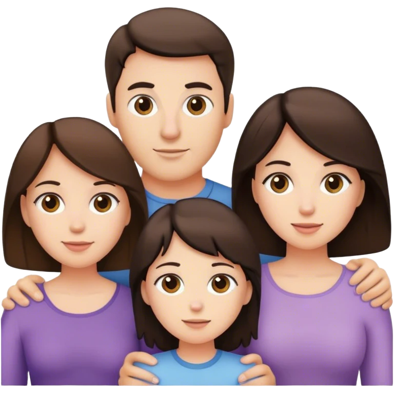 brunette daughter, blonde daughter, brunette father, brunette mother, brunette son emoji