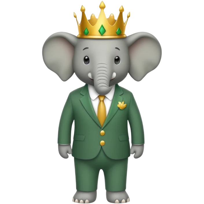 Babar the elephant cartoon character with crown and green suit emoji