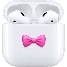 White AirPod max with pink bows emoji