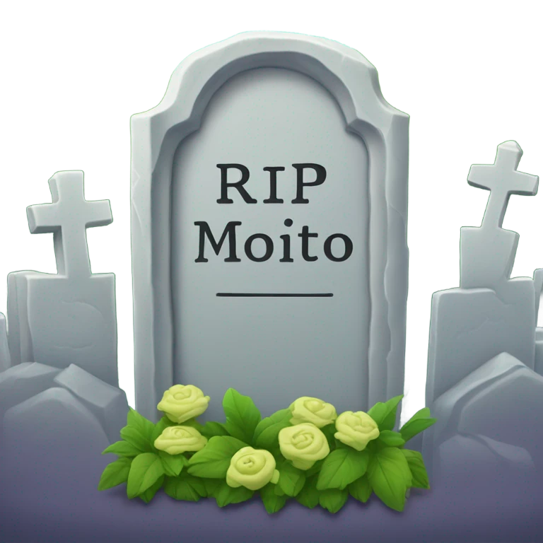 Tombstone that says “RIP Mojito Mike” emoji