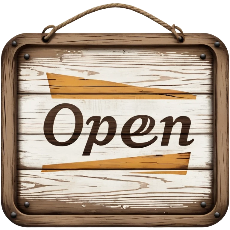 rustic wooden open sign emoji