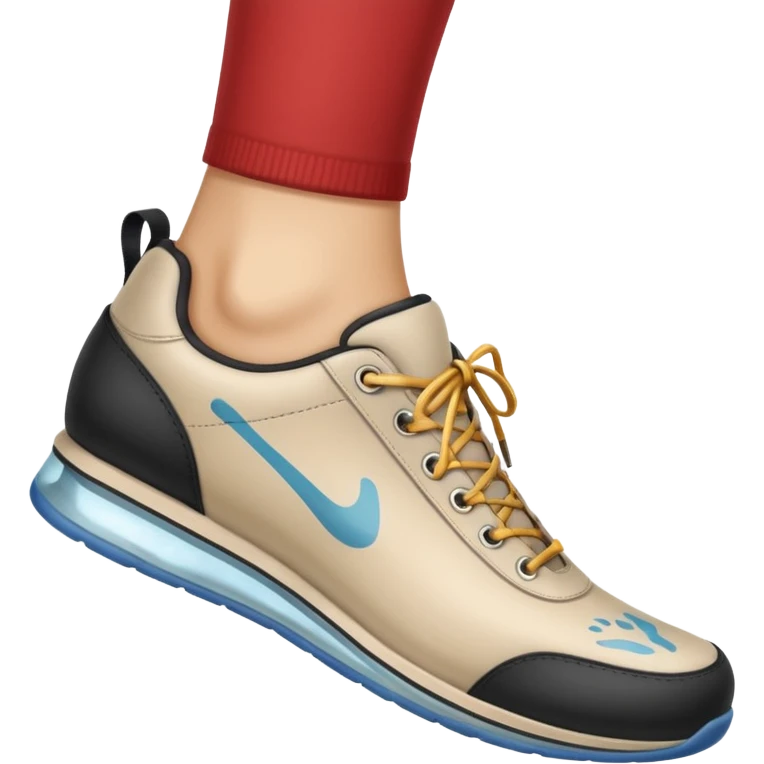 a shoe with a foot inside, stepping and showing a clear shoe print below. and leg with motion line







 emoji