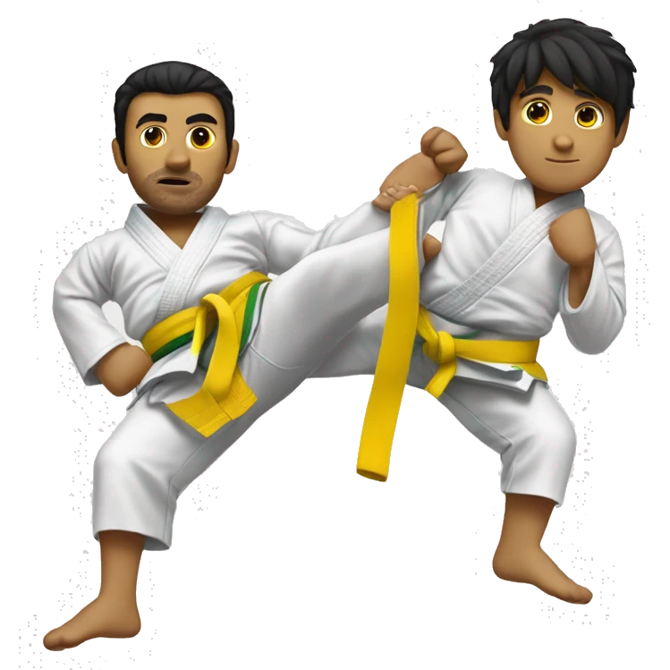 black hair jiujitsu yellow belt emoji