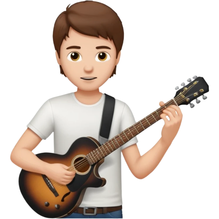 white Guy with brown hair playing a black coloured guitar emoji