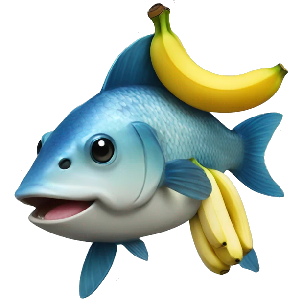 A fish eating a banana  emoji