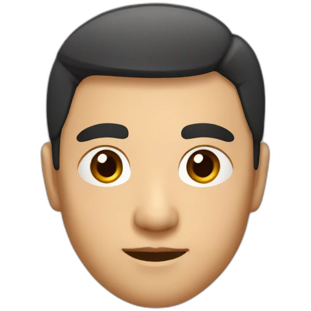 Asian, with thick eyebrows and an inch head emoji