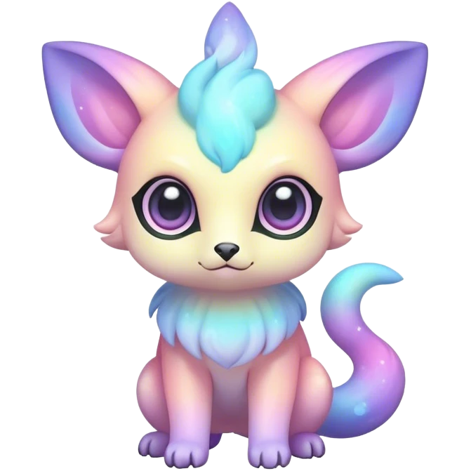 Cute adorable kawaii colorful pastel nebula fantasy animal hybrid Fakemon full body big eyes  emoji