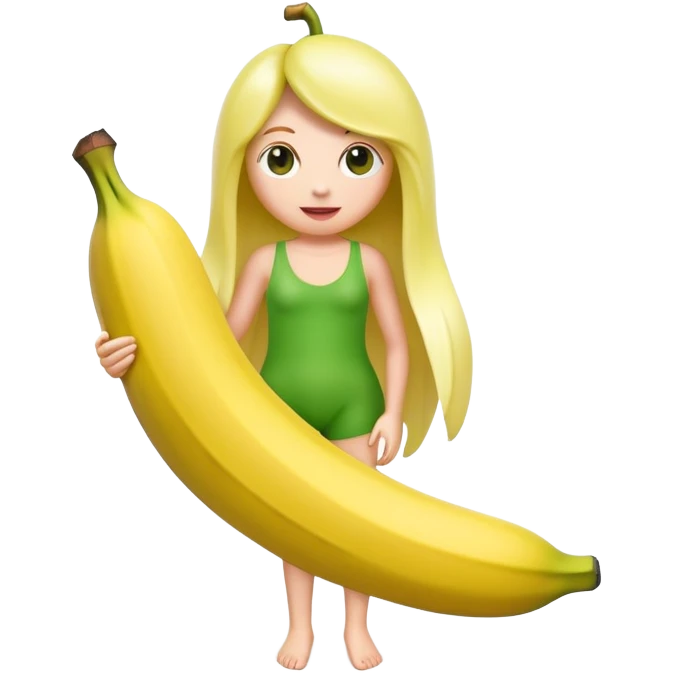 Mono de pelo verde y cara rosada. Y en vez de cuerpo tenga una banana emoji
