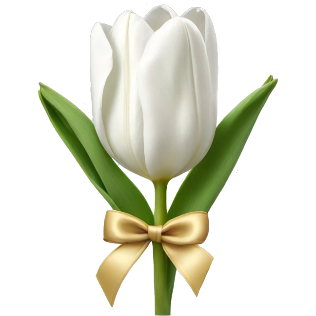white tulips with bow emoji