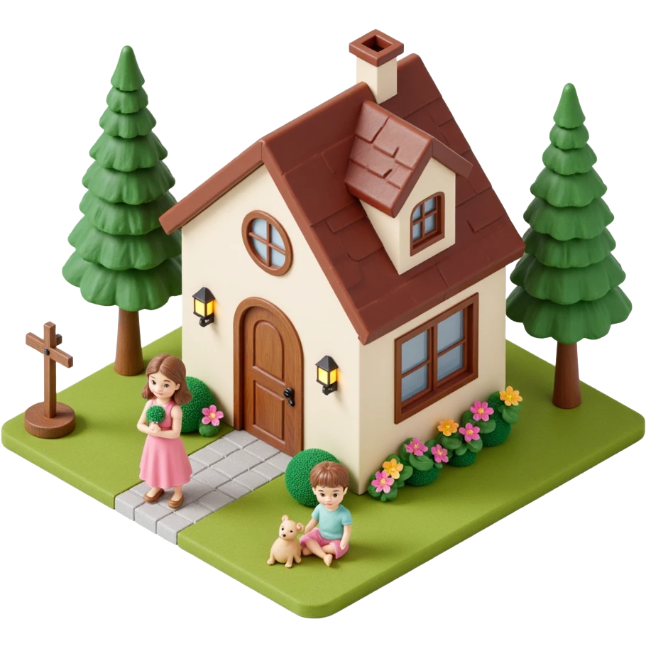 house with a family and pet emoji