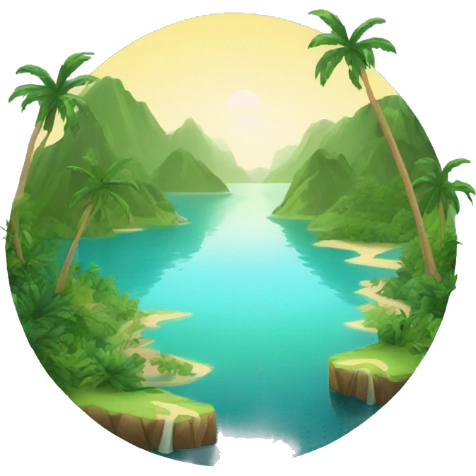 paradise wiht lakes and nature emoji