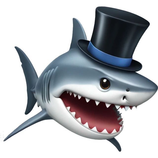 Shark with a top hat emoji