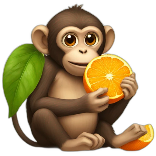 Monkey eating orange emoji