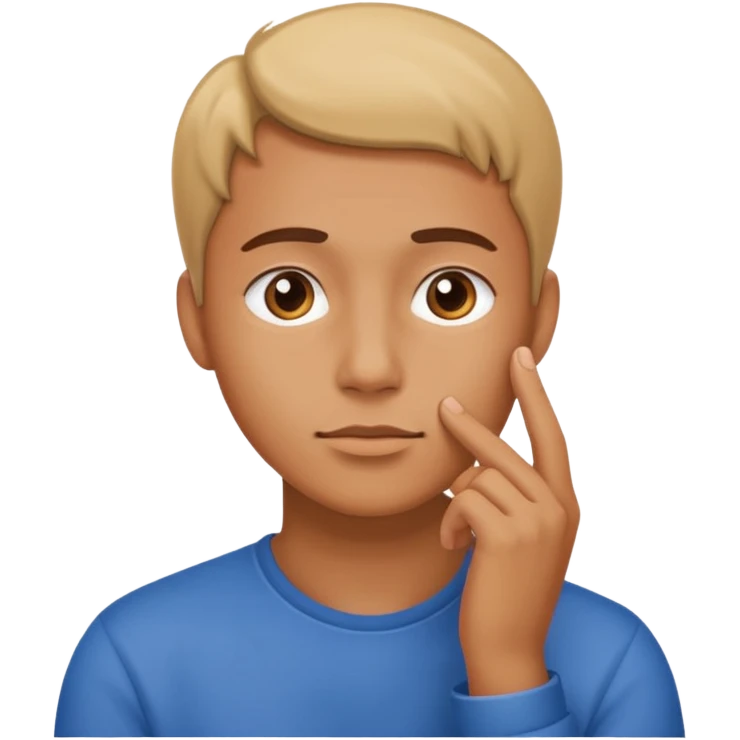 The expression must be that of someone thinking, with their hand touching their chin. emoji