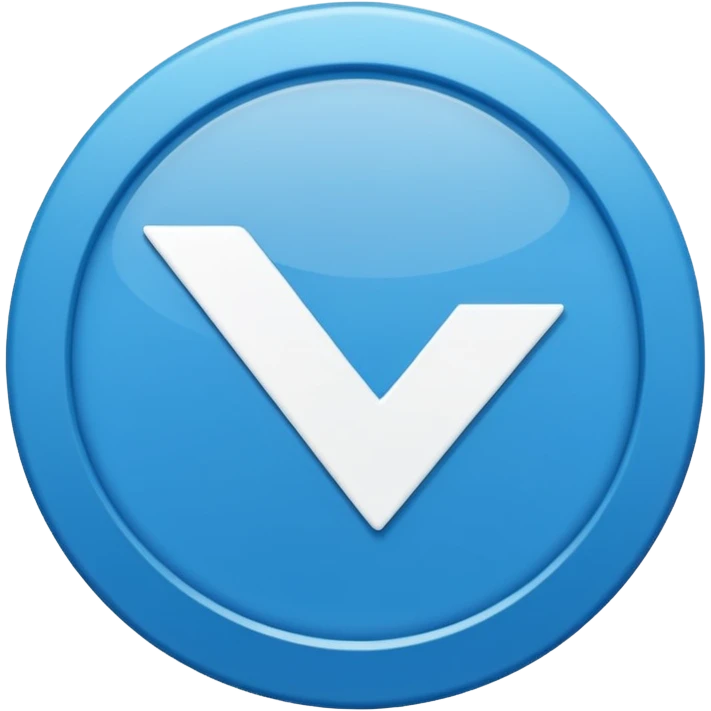 A bright blue circular badge with soft, sharp edges (like a seal or award ribbon). In the center, there is a white check mark (✓) tilted slightly to the right. The design feels clean, modern, and official, symbolizing verified, trusted, approved, or authentic status. emoji