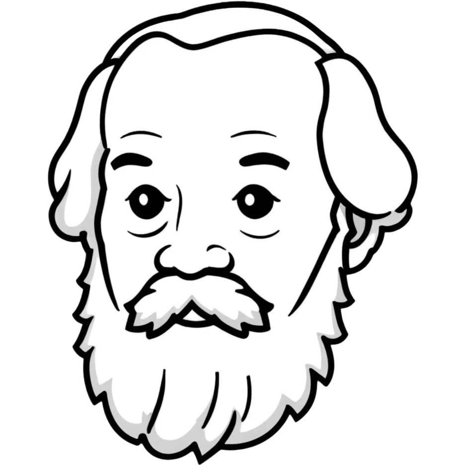 Karl Marx with a big beard, friendly expression emoji