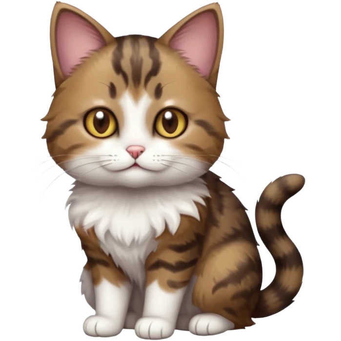 full body small short hair dark brown and white cat with hazel eyes emoji