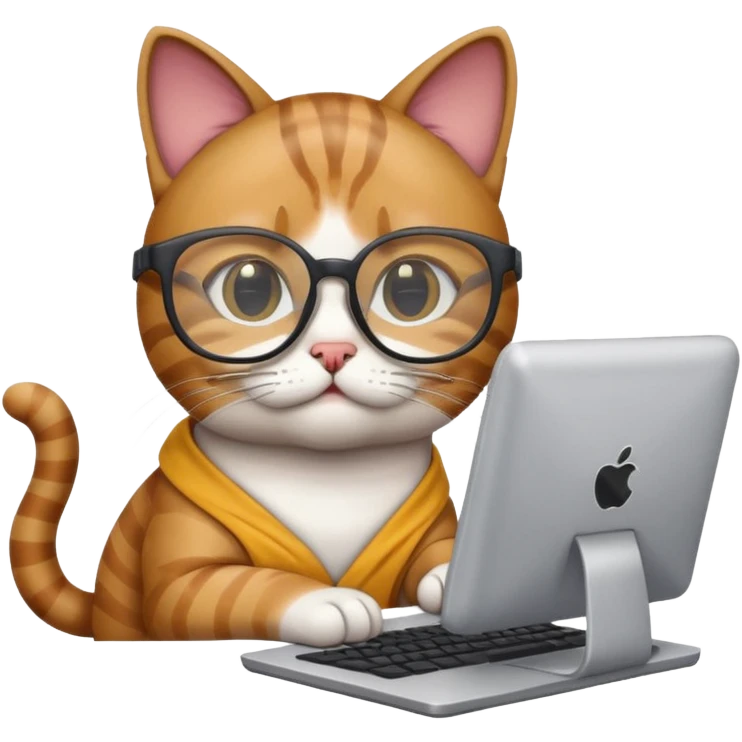 cat analyzing data on a computer emoji emoji