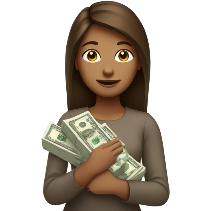 girl with brown hair and money emoji