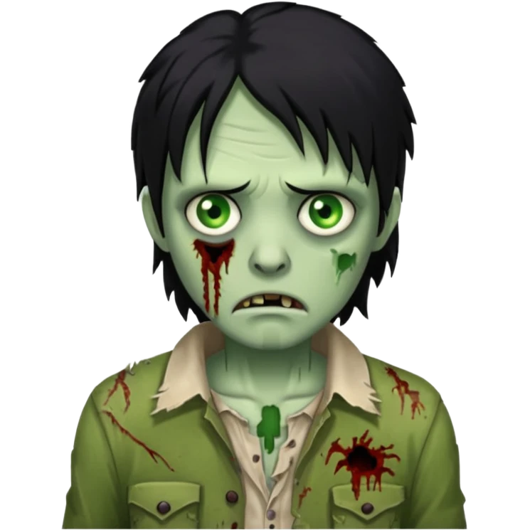 Zombie com cabelo preto emoji