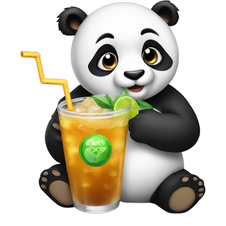 Panda with drink emoji