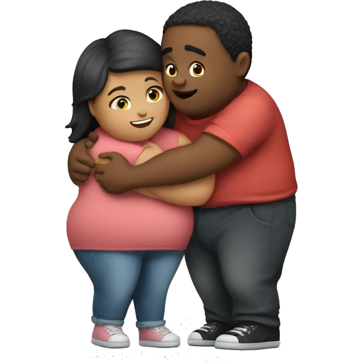Fat boy hug slim girl emoji