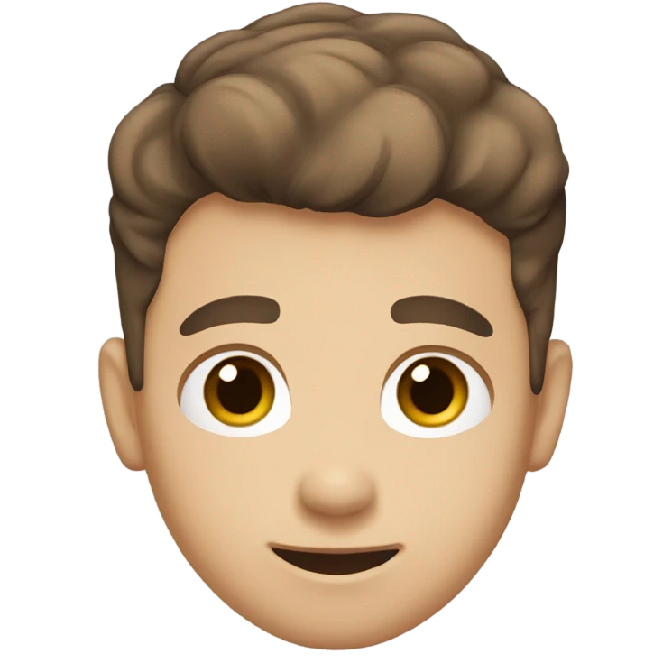 Boy, brown hair, fade hair, beard white mustache, thick eyebrows  emoji