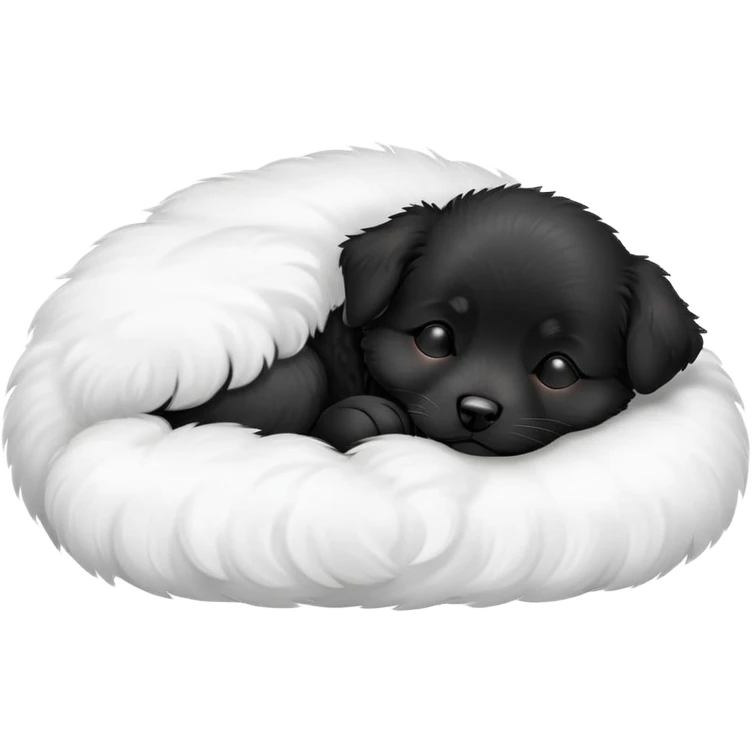 sleeping small solid black dog with white paws  emoji