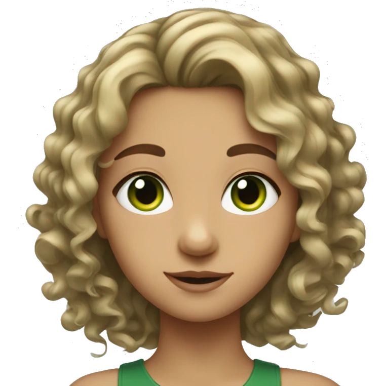 A girl with wavy hair and green eyes emoji