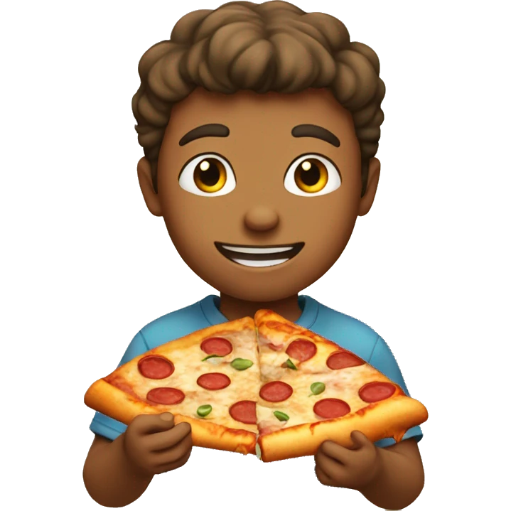 Boy eateing pizza emoji