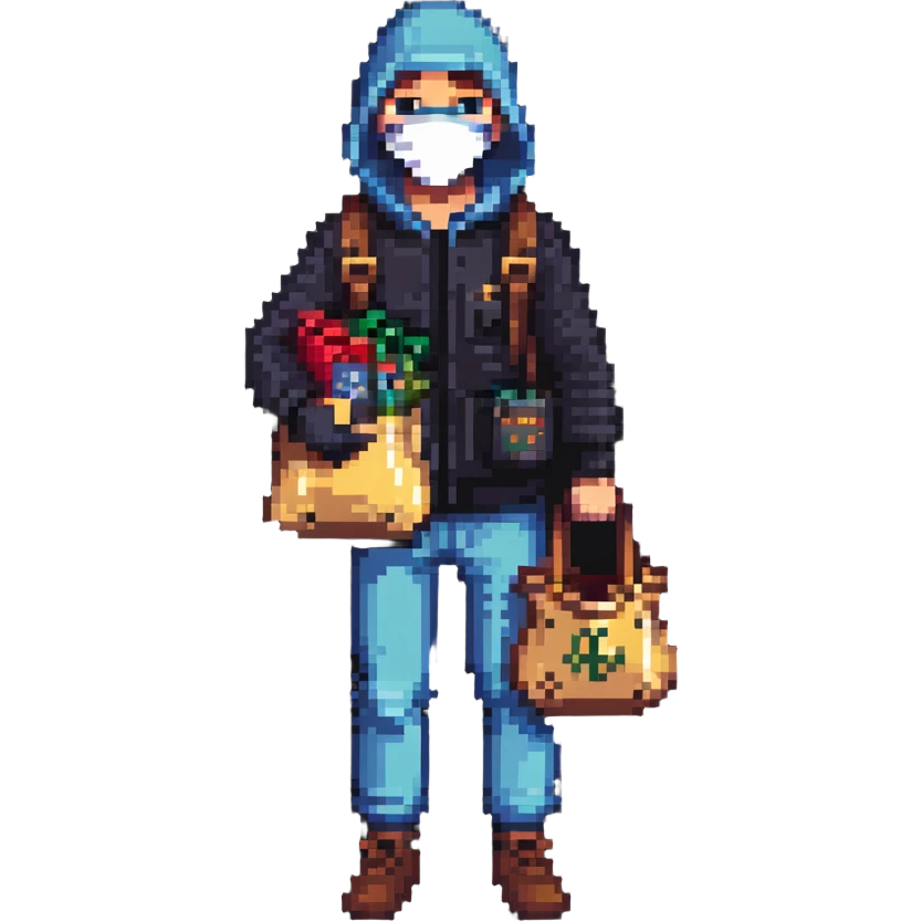robber with mask and bag of loot emoji