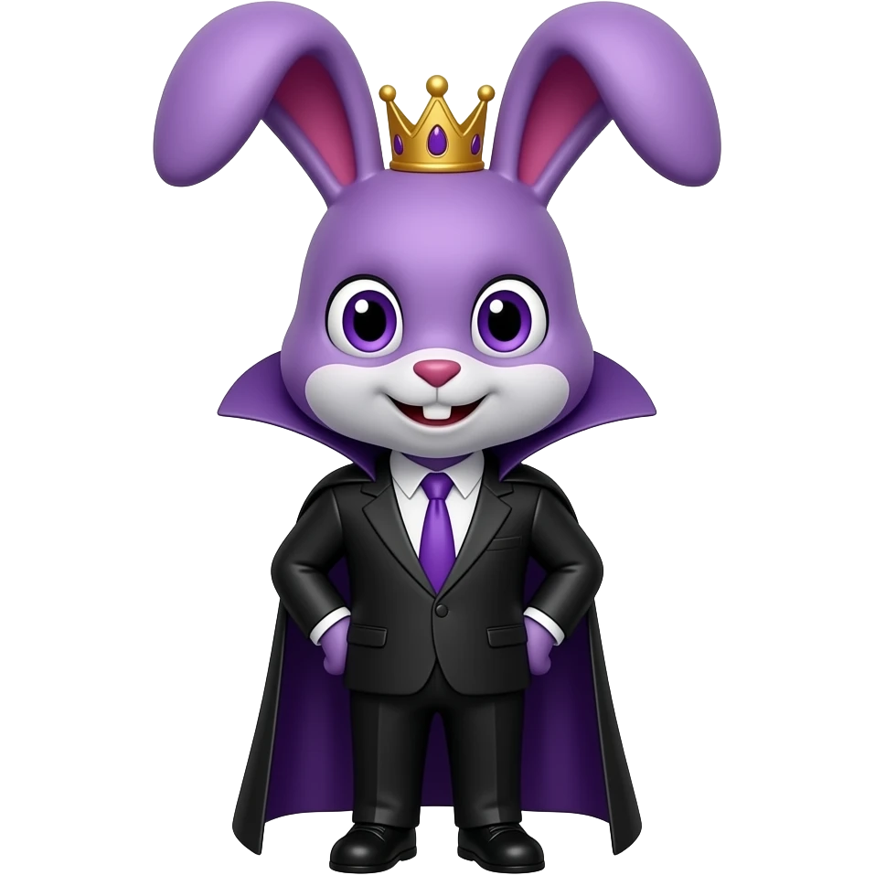 bunny animal kid purple villain king crown suit black emoji