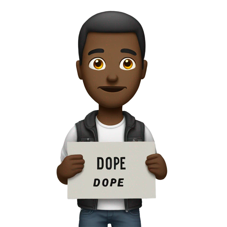 man holding a sign that says dope emoji